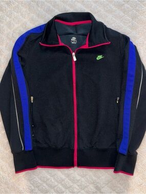 Nike Black Track Jacket with Blue Stripe
